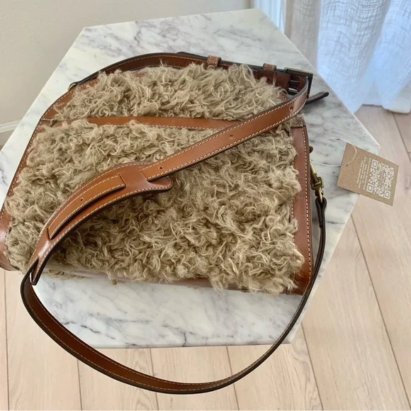 Eric Javits Baa Dome Faux Fur Crossbody Bag in Camel - Picture 8 of 16